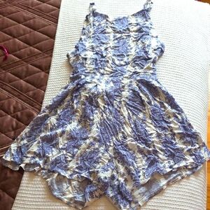 Floral Blue and White Romper